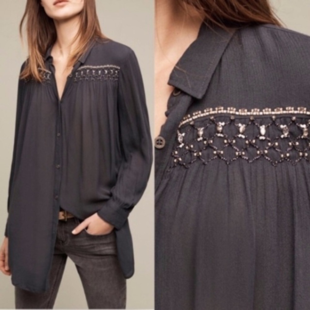 Anthropologie floreat Long Sleeves Beaded Shirt